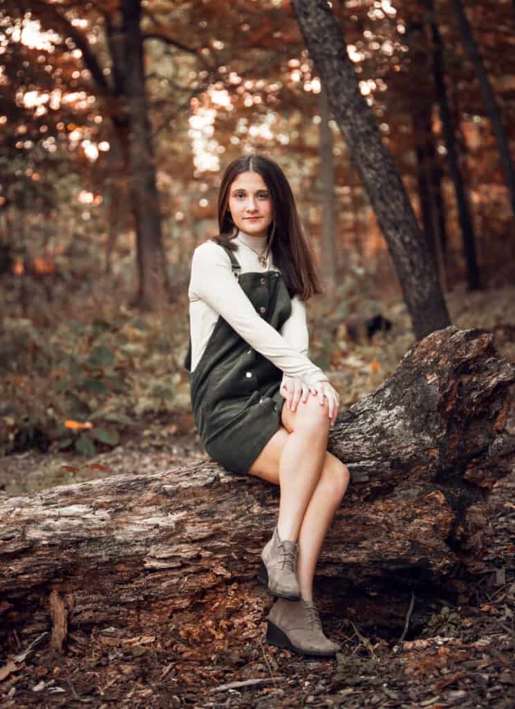 senior photos in the woods
