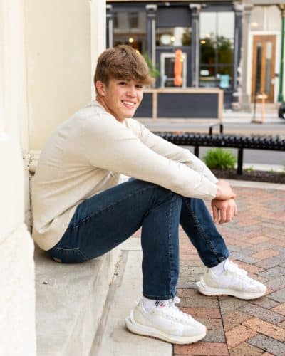 senior boy photo session in Downtown Lafayette, Indiana